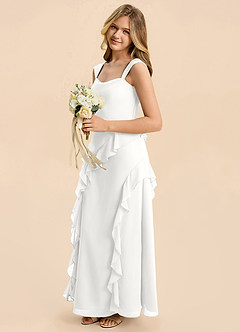 Azazie Sloane Junior White A-Line Sweetheart Neckline Chiffon Dress image5