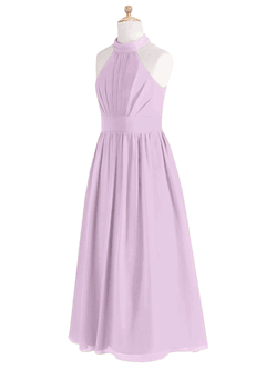 Azazie Iman Junior Frosted Lilac A-Line Pleated Chiffon Dress image8