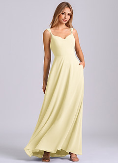 Azazie Beatrice Final Sale Lemon Sorbet A-Line Sweetheart Neckline Chiffon Dress image1
