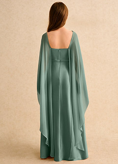 Azazie Fishie Girls Formal Jurken voor bloemenmeisjes A-Lijn Jurk van Mat Satijn Eucalyptus image2