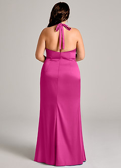 Azazie Valerie Robes de demoiselle d'honneur Robe Sirène en Satin extensible Plissée Fuchsia image12