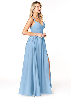 Azazie Chanel Kleider zum Anprobieren zu Hause Eine Linie Plissee Chiffon Kleid Schwarz image4