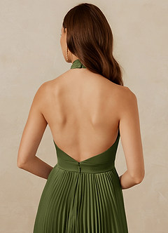 Christian Siriano Bridal for Azazie 1007 Bridesmaid Dresses Olive A-Line Pleated Stretch Satin Dress image7