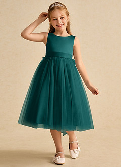 Azazie Winnie Flower Girl Dresses Peacock Ball-Gown Bow Tulle Dress image4