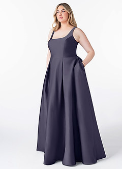 Azazie Neve Brautjungfernkleider Ballkleid mit Taschen Stretch-Satin Kleid Sturm image1