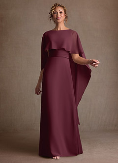 Azazie Marilla Mère de la mariée Robes Robe Trapèze en Mousseline de soie Plissée Cabernet image1