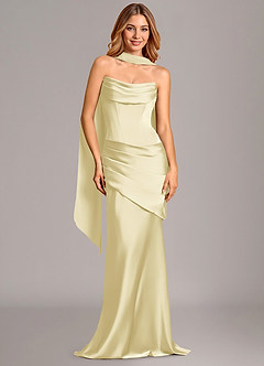 Azazie Pelagia Suknie dla druhen Syrena Gorset Satyna elastyczna Do ziemi Sukienka image2