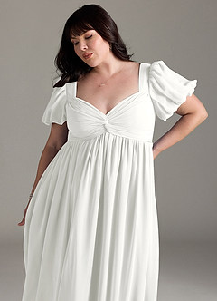 Azazie Madisynn Brudepigekjoler til gravide Sløjfe Chiffon Gulv-længde Kjole image9