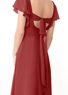 Azazie Syenna Bridesmaid Dresses Rust A-Line Ruched Chiffon Dress image3