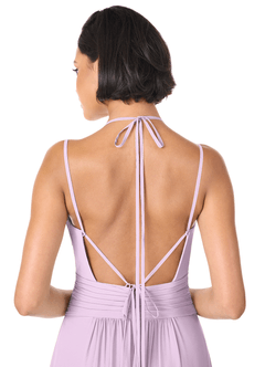 Azazie Farren Bridesmaid Dresses Frosted Lilac A-Line Pleated Chiffon Convertible Dress image6