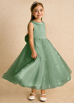 Azazie Angel Flower Girl Dresses Matcha Ball-Gown Bow Tulle Dress image2