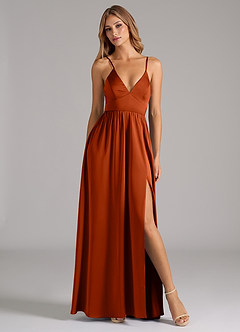 Azazie Aaida Brautjungfernkleider A-Linie Korsett Stretch-Satin Kleid Paprika image5