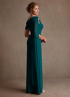 Azazie Bassi Mother of the Bride Dresses Peacock Mermaid Off the Shoulder Mesh Dress image4