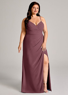 Azazie Maci Bridesmaid Dresses Sangria Sheath Pleated Chiffon Dress image11