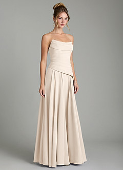 Azazie Gabriela Bridesmaid Dresses White Alabaster A-Line Corset Chiffon Dress image5