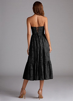 Delphina Black Lace-up Back Midi Dress image2