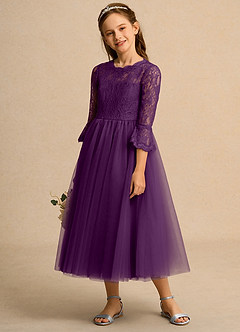 Azazie Lamb Girl vestidos de niña de las flores Vestido de Uva de Encaje de Princesa image3