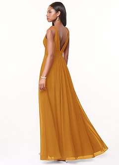 Azazie Maren Bridesmaid Dresses Butterscotch A-Line Pleated Chiffon Dress image4