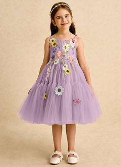 Azazie Osea Blumenmädchenkleider Ballkleid Plissee Tüll Kleid Blauregen image7