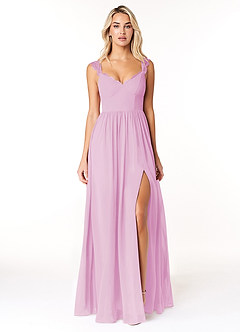 Azazie Cleobella Brautjungfernkleider A-Linie Herzchen Spitze Chiffon Kleid Bonbonrosa image1