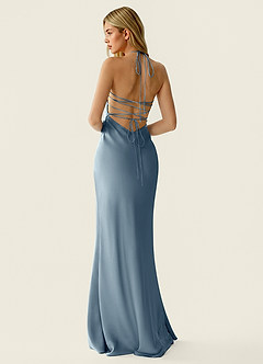 Valerianaire Powder Blue Beading Satin Vacation Dress image2