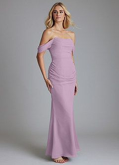 Azazie Luiza Bridesmaid Dresses Wisteria Mermaid Off the Shoulder Chiffon Dress image4