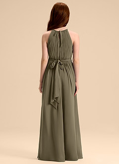 Azazie Malone Junior Willow Green A-Line Pleated Chiffon Dress image2