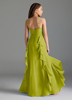 Azazie Peyton Junior Lemongrass A-Line V-Neck Cascading Ruffles Chiffon Dress image2