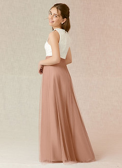 Azazie Albertine Junior Champagne Rose A-Line Lace Chiffon Dress image2