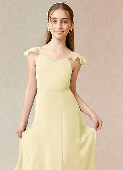 Azazie Everett Junior Linia A Szyfon Długość podłogi Młodsza druhna Sukienka image5