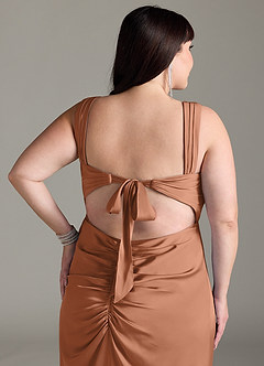 Azazie Jesaphine Abiti da Damigella Abito Tubino in Raso Elasticizzato Fiocco Bronzo image13