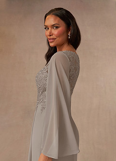 Azazie Perry Mother of the Bride Dresses Taupe Mermaid V-Neck Lace Chiffon Dress image5