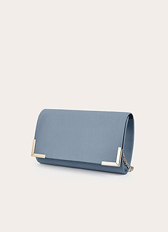 front Matching Color Matte Satin Ankle Strap Block Heel Sandals & Envelope Clutch Set