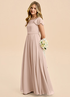 Azazie Cady Junior English Rose A-Line Pleated Chiffon Dress image7