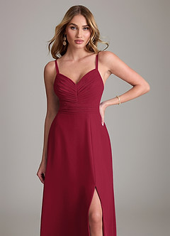 Azazie Terese Bridesmaid Dresses Burgundy A-Line Pleated Chiffon Dress image5