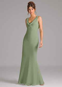 Azazie Rylina Bridesmaid Dresses Pistachio Mermaid Pleated Chiffon Dress image3