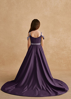 Azazie Jodi Flower Girl Dresses Plum A-Line Matte Satin Dress image2