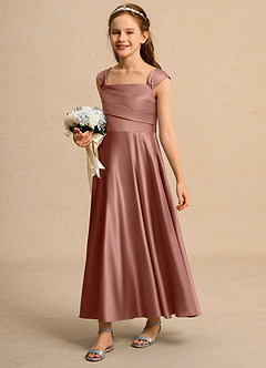 Azazie Bundle Girl Flower Girl Klänningar Klä A-Line i Matt satäng Plisserad image5