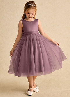 Azazie Winnie Flower Girl Dresses Vintage Mauve Ball-Gown Bow Tulle Dress image2