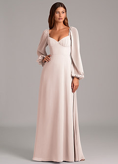 Azazie Annistyn Brudtärnklänningar Klänning av A-Linje i Chiffong Långärmad Rosenblad image3