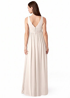 Azazie Yetta Maternity Bridesmaid Dresses A-Line V-Neck Gathered Chiffon Floor-Length Dress image2