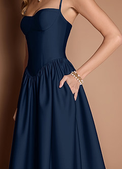 Ottilie Navy Pleated Midi Dress image3