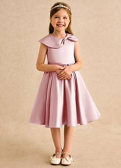 Azazie Acorn Flower Girl Klänningar Klä A-Line i Matt satäng Plisserad image5