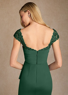 Azazie Belfast Mother of the Bride Dresses Dark Green Sheath Lace Mesh Dress image6