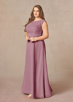 Azazie Bettina Mother of the Bride Dresses Vintage Mauve A-Line Lace Chiffon Dress image6