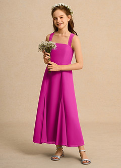 Azazie Tater Girl vestidos de niña de las flores Vestido de Fucsia de Gasa de Corte En A con Plisado image6