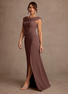 Azazie Irvine Mother of the Bride Dresses Espresso A-Line Pleated Chiffon Dress image1