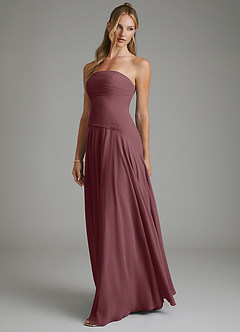 Azazie Layla Bridesmaid Dresses Sangria A-Line Strapless Chiffon Dress image4