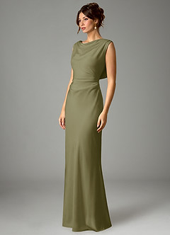 Azazie Kieryn Bridesmaid Dresses Pistachio Mermaid Pleated Stretch Satin Dress image5