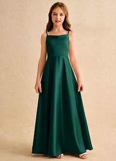 Azazie Joella Girls Formal Flower Girl Klänningar Klä A-Line i Stretch Satin Plisserad image4